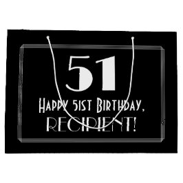 51番目の誕生日:インスパイアアールデコスタイル「51」、名前 ラージペーパーバッグ