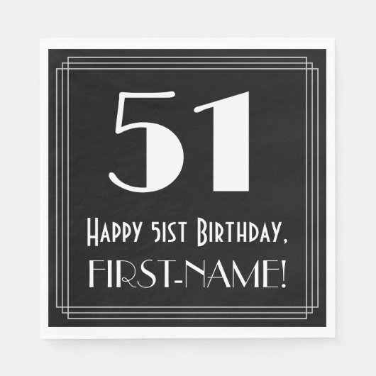 51番目の誕生日~インスパイアアールデコルック"51",名前 スタンダードランチョンナプキン (正面)