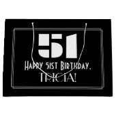 51番目の誕生日～インスパイアアールデコルック"51" +名前 ラージペーパーバッグ (正面)