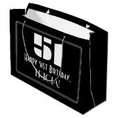 51番目の誕生日～インスパイアアールデコルック"51" +名前 ラージペーパーバッグ (裏面アングル)