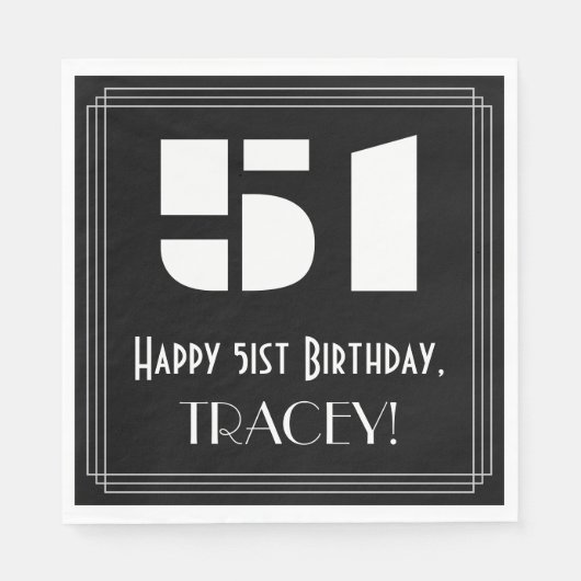 51番目の誕生日:インスパイアアールデコ検索"51" +名前 スタンダードランチョンナプキン (正面)