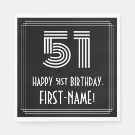 51番目の誕生日:インスパイアアールデコ検索"51" +名前 スタンダードランチョンナプキン