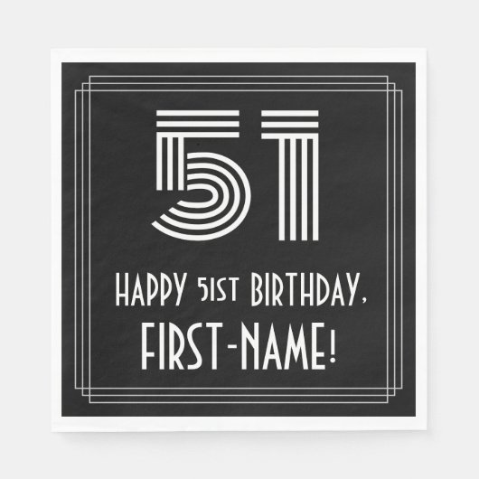 51番目の誕生日:インスパイアアールデコ検索"51" +名前 スタンダードランチョンナプキン (正面)