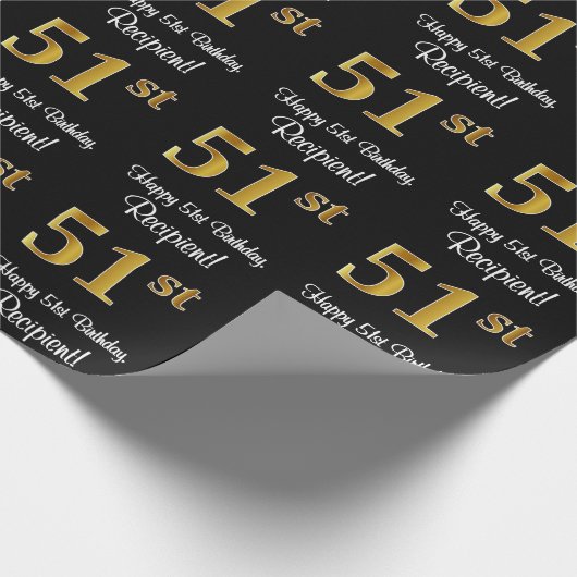 51番目の誕生日:エレガント贅沢なフェイク金ゴールドルック# ラッピングペーパー (角)