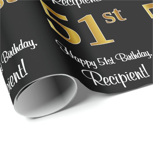 51番目の誕生日:エレガント贅沢なフェイク金ゴールドルック# ラッピングペーパー (ロールコーナー)