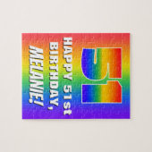 51番目の誕生日: カラフル、おもしろいレインボーパターン# 51 ジグソーパズル (横)