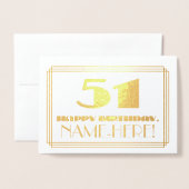 51番目の誕生日、名前+アールデコのインスパイア検索「51」 箔カード (封筒付き正面)