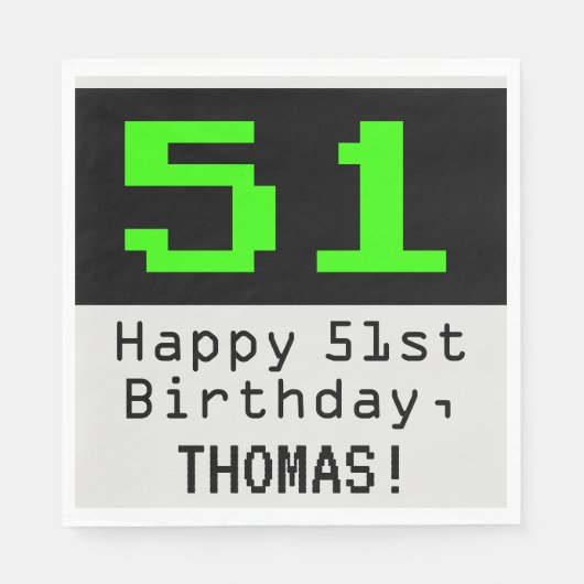 51番目の誕生日- Nerdy / オタク系のスタイル「51」と名前 スタンダードランチョンナプキン (正面)