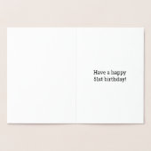 51誕生日はっきりした:「51歳！」 ゴールドフォイルカード 箔カード (内部)