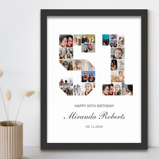 51誕生日番号51カスタムフォトコラージュ ポスター