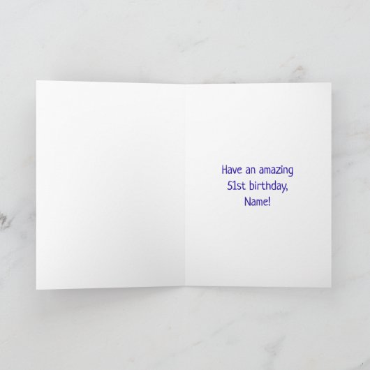 51誕生日:おもしろいグラフィティインスパイアレインボー51 カード (内部)