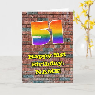 51誕生日:おもしろいグラフィティインスパイアレインボー51 カード
