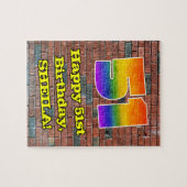 51誕生日:おもしろいグラフィティインスパイアレインボー51 ジグソーパズル (横)