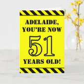 51誕生日:おもしろいステンシルスタイル文字、名前をカスタムする カード (黄色い花)