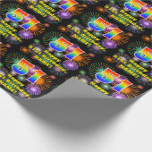 51誕生日:おもしろい花火、レインボールック# "51" ラッピングペーパー (角)