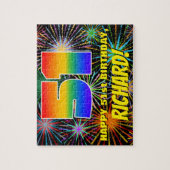 51誕生日:おもしろい、お祝カラフルい花火 ジグソーパズル (縦)