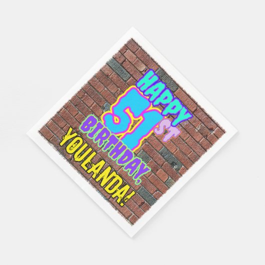 51誕生日～おもしろい、アーバングラフィティインスパイアルック スタンダードランチョンナプキン (角)