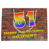 51誕生日:おもしろい、グラフィティインスパイアレインボーー# 51 ラージペーパーバッグ (正面)