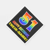 51誕生日:はっきりした,おもしろい,シンプル虹, 51 スタンダードランチョンナプキン (角)