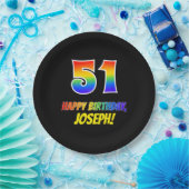 51誕生日:はっきりした,おもしろい,シンプル虹, 51 ペーパープレート (パーティー)