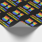 51誕生日:はっきりした,おもしろい,シンプル虹, 51 ラッピングペーパー (角)