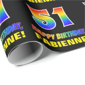 51誕生日:はっきりした,おもしろい,シンプル虹, 51 ラッピングペーパー (ロールコーナー)