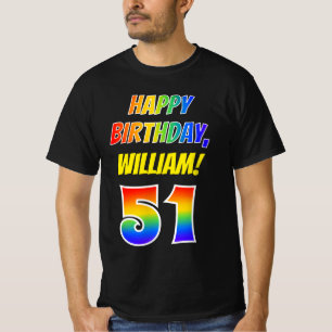 51誕生日— はっきりした,おもしろい,レインボー51,名前をカスタムする Tシャツ