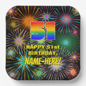 51誕生日:カラフル、おもしろい祝賀花火 ペーパープレート (正面)