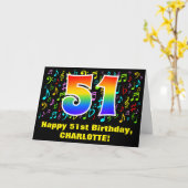 51誕生日:カラフルMusic Symbols & Rainbow 51 カード (黄色い花)