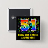 51誕生日:カラフルMusic Symbols, Rainbow 51 缶バッジ (正面&裏面)