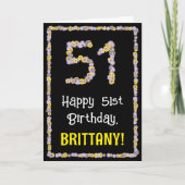 51誕生日:フローラ花数、名前をカスタムする カード (正面)