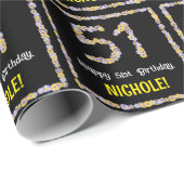 51誕生日:フローラ花数、名前をカスタムする ラッピングペーパー (ロールコーナー)