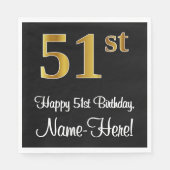 51誕生日～ラグジュアリーエレガントなフェイク金ゴールドルック# スタンダードランチョンナプキン (正面)
