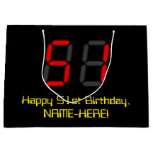 51誕生日：レッドデジタルクロックスタイル「51」 +名前
