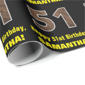 51誕生日：名前フェイク&木目パターン「51」 ラッピングペーパー (ロールコーナー)