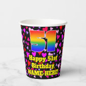 51誕生日:愛するハートパターン、虹51 紙コップ (裏面)