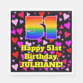 51誕生日：愛するハートパターン、虹# 51 スタンダードランチョンナプキン (正面)