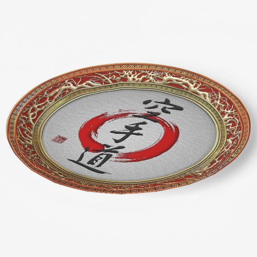 [510]日本のな書道-空手 ペーパープレート (アングル)