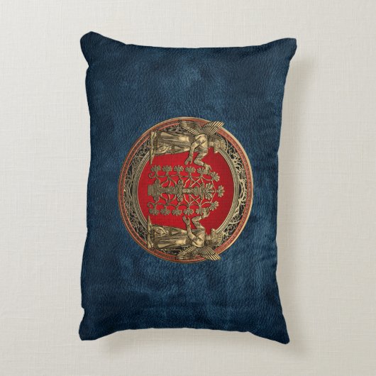 [510]生命の木と二つの金ゴールドニンシュタ アクセントクッション (裏面(縦))