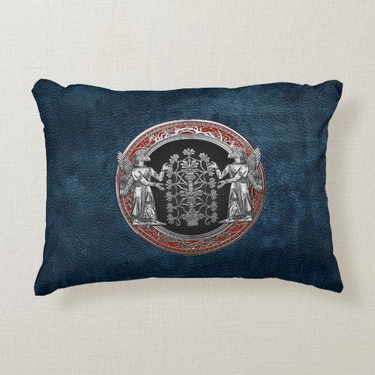 [510]生命の木と銀のニンタルス2つ アクセントクッション (正面)