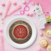 [510] Vegviser -バイキング金ゴールド魔法Runic Compass ペーパープレート (パーティー)