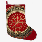 [510] Vegvisir -バイキングの金ゴールドの魔法のRunicコンパス ラージクリスマスストッキング (正面)