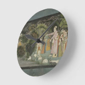 51.207/28 Krishnaのhomを護衛するためにRadhaを頼むナンダ ラウンド壁時計 (傾斜)