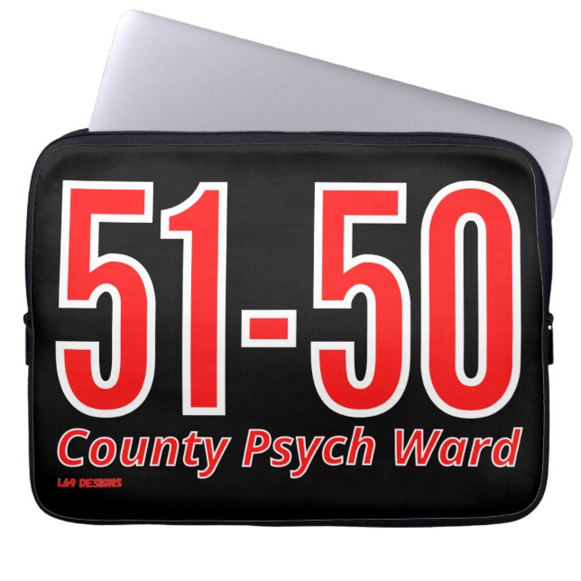 「51-50」の国おもしろい精神病棟の被収容者 ラップトップスリーブ (正面)