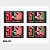 「51-50」の国おもしろい精神病棟の被収容者 長方形シール (シート)