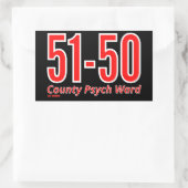 「51-50」の国おもしろい精神病棟の被収容者 長方形シール (バッグ)