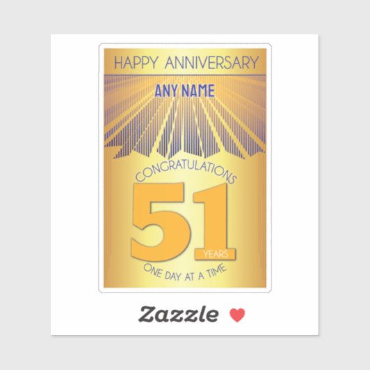 51 Year | Golden Ray 12 Step CUSTOM NAME シール (シート)