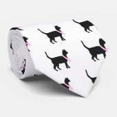 51b88黒猫ピンクリボン乳癌が原因 ネクタイ (ロール)