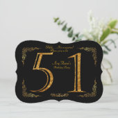 51st,バースデーパーティー51st,素晴らしギャツビー,ブラック&金ゴールド 招待状 (スタンド正面)