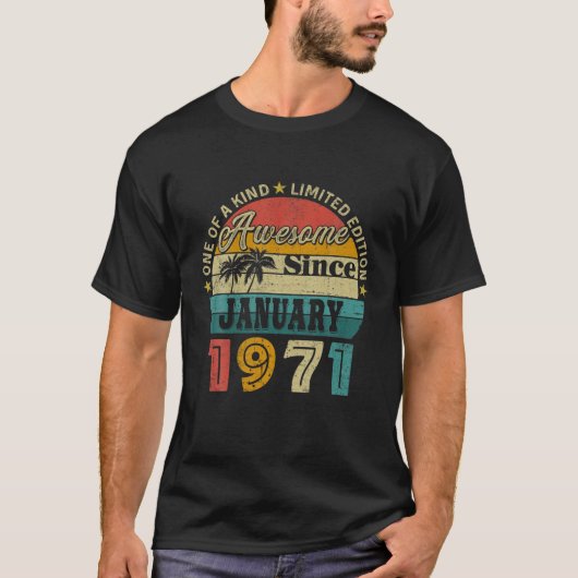 51St Birthday 51 Years Old Retro Awesome Since Jan Tシャツ (正面)